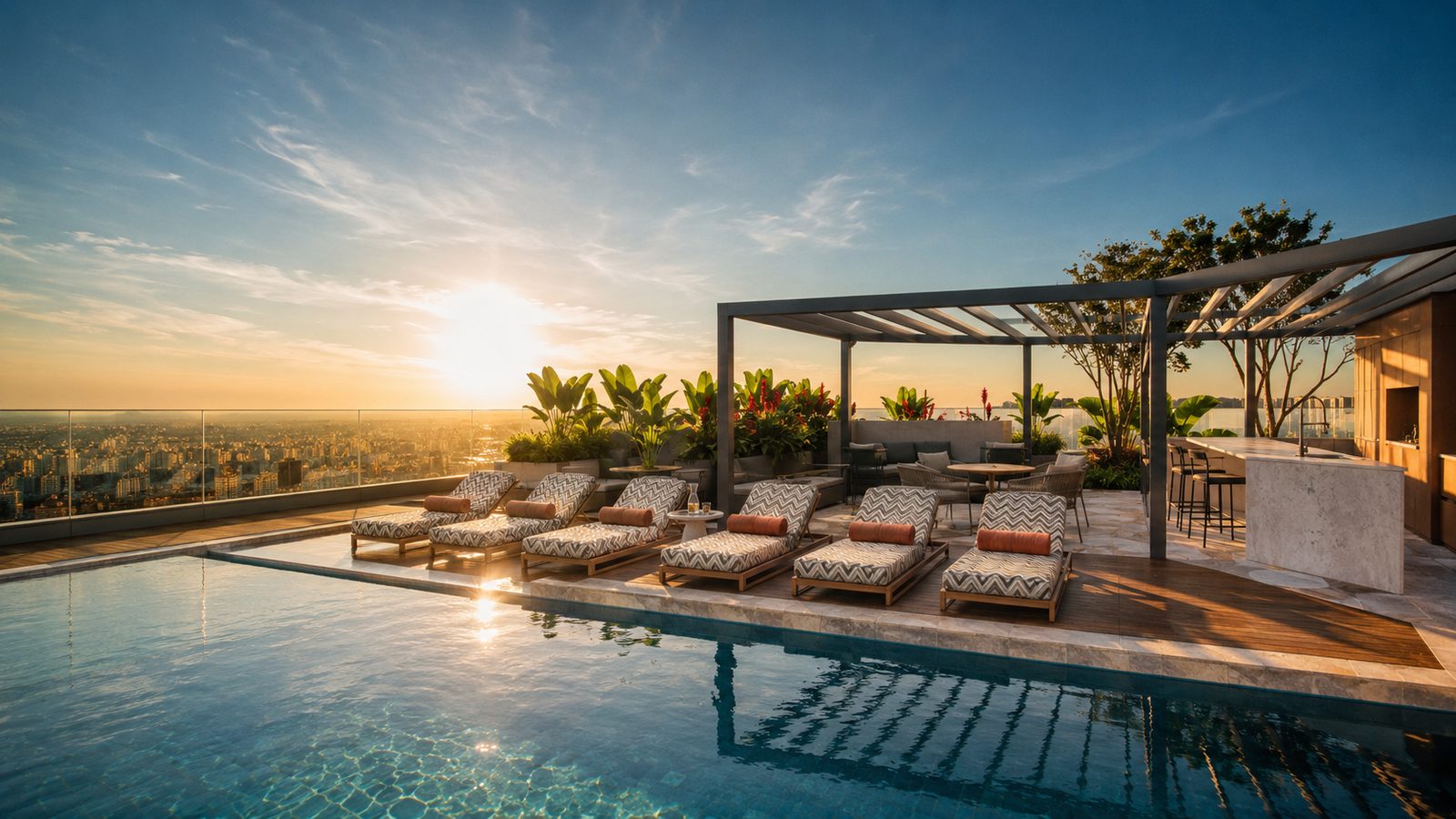 Piscina no rooftop do AWA